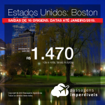 Promoção de Passagens para os <b>Estados Unidos: Boston</b>! A partir de R$ 1.470, ida e volta, COM TAXAS INCLUÍDAS! Até 5x SEM JUROS! Datas até Janeiro/2019.