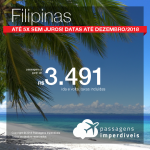 Promoção de Passagens para as <b>Filipinas: Manila</b>! A partir de R$ 3.491, ida e volta, COM TAXAS INCLUÍDAS! Até 5x SEM JUROS! Datas até Dezembro/2018.