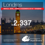 Promoção de Passagens para a <b>Inglaterra: Londres</b>! A partir de R$ 2.337, ida e volta, COM TAXAS INCLUÍDAS!