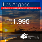 Promoção de Passagens para <b>Los Angeles</b>! A partir de R$ 1.995, ida e volta, COM TAXAS INCLUÍDAS! Até 6x SEM JUROS! Datas até Novembro/2018. Saídas de 10 origens.