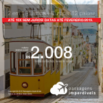 Promoção de Passagens 2 em 1 – <b>Lisboa + Alemanha, Espanha, França, Holanda, Itália, Portugal ou Suíça</b>! A partir de R$ 2.008, todos os trechos, COM TAXAS! Até 10x SEM JUROS! Saídas de Fortaleza, Recife, Rio de Janeiro, Salvador ou São Paulo. Datas até Fevereiro/2019.