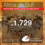 Promoção de Passagens para a <b>África do Sul: Cape Town ou Joanesburgo</b>! A partir de R$ 1.729, ida e volta, COM TAXAS! Até 4x SEM JUROS! Datas até Abril/2019!