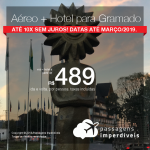 Promoção de <b>Aéreo + Hotel para Gramado</b>, via Caxias ou via Porto Alegre! A partir de R$ 489, por pessoa, com taxas! Até 10x SEM JUROS! Datas até Março/2019.