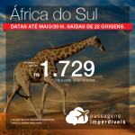 Promoção de Passagens para a <b>África do Sul: Cape Town ou Joanesburgo</b>! A partir de R$ 1.729, ida e volta, COM TAXAS INCLUÍDAS! Datas até Maio/2019.