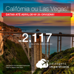 Promoção de Passagens para <b>Las Vegas, Los Angeles, San Francisco</b>! A partir de R$ 2.117, ida e volta, COM TAXAS! Datas até Abril/2019! 25 origens!