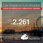 Promoção de Passagens para os <b>Estados Unidos: Las Vegas ou Los Angeles</b>! A partir de R$ 2.261, ida e volta, COM TAXAS INCLUÍDAS! Datas até Março/2019.