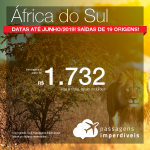 Promoção de Passagens para a <b>África do Sul: Cape Town ou Joanesburgo</b>! A partir de R$ 1.732, ida e volta, COM TAXAS INCLUÍDAS! Datas até Junho/2019! 19 origens!