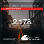 Promoção de Passagens 2 em 1 – <b>Las Vegas, Los Angeles ou San Francisco + Nova York</b>! A partir de R$ 2.178, todos os trechos, COM TAXAS!