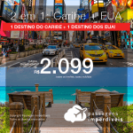 Promoção de Passagens 2 em 1 para o CARIBE + EUA! Escolha entre: <b>Cancún, Curaçao ou Punta Cana + Miami, Orlando, Nova York ou Fort Lauderdale</b>! A partir de R$ 2.099, todos os trechos, C/ TAXAS!