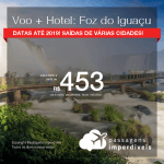 Promoção de PASSAGEM + HOTEL para <b>FOZ DO IGUAÇU</b>! A partir de R$ 453! Hotéis 4 estrelas a partir de R$ 676, por pessoa, com taxas, em até 10x SEM JUROS! Datas até 2019!