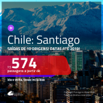 Promoção de Passagens para o <b>CHILE: Santiago</b>! A partir de R$ 574, ida e volta, COM TAXAS INCLUÍDAS! Datas até 2019!