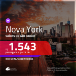 Promoção de Passagens para <b>NOVA YORK</b>! A partir de R$ 1.543, ida e volta, COM TAXAS, em até 12x SEM JUROS! Datas até 2019! Saídas de SP!