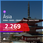 Promoção de Passagens para a <b>ÁSIA: Bangladesh, China, Coreia do Sul, Emirados Árabes, Filipinas, Hong Kong, Israel, Japão, Líbano, Qatar, Singapura, Tailândia, Vietnã ou Índia</b>! A partir de R$ 2.269, ida e volta, c/ taxas!