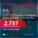 Promoção de Passagens 2 em 1 – <b>TURQUIA: Istambul + HUNGRIA: Budapeste</b>! A partir de R$ 2.737, todos os trechos, c/ taxas!