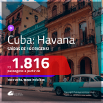 Promoção de Passagens para <b>CUBA: Havana</b>! A partir de R$ 1.816, ida e volta, c/ taxas!