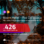 Promoção de <b>PASSAGEM + HOTEL</b> para <b>FOZ DO IGUAÇU</b>, com opções de CAFÉ DA MANHÃ incluso! A partir de R$ 426, por pessoa, quarto duplo, c/ taxas!