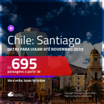 Promoção de Passagens para o <b>CHILE: Santiago</b>! A partir de R$ 695, ida e volta, c/ taxas!