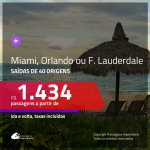 Promoção de Passagens para a <b>FLÓRIDA: Miami, Orlando ou Fort Lauderdale</b>! A partir de R$ 1.434, ida e volta, c/ taxas!