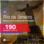 Promoção de Passagens para o <b>RIO DE JANEIRO</b>! A partir de R$ 190, ida e volta, c/ taxas!