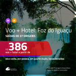 Promoção de <b>PASSAGEM + HOTEL</b> para <b>FOZ DO IGUAÇU</b>! A partir de R$ 386, por pessoa, quarto duplo, c/ taxas, em até 10x SEM JUROS!