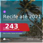 Programe sua viagem para a Praia dos Carneiros ou Porto de Galinhas! Passagens para o <b>RECIFE</b>, com datas até JUNHO 2021! A partir de R$ 243, ida e volta, c/ taxas!