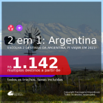 Passagens 2 em 1 para a <b>ARGENTINA</b> – Escolha 2 entre: <b>Buenos Aires, Cordoba, Jujuy, Mendoza e/ou Rosario</b>, com datas para viajar em 2021, de Janeiro até Junho! A partir de R$ 1.142, todos os trechos, c/ taxas!