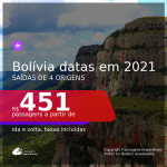 Passagens para a <b>BOLÍVIA: Santa Cruz de la Sierra</b>! A partir de R$ 451, ida e volta, c/ taxas!