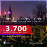 Passagens 2 em 1 – <b>LONDRES + GRÉCIA: Mykonos</b>, com datas para viajar em MAIO e/ou JUNHO 2021! A partir de R$ 3.700, todos os trechos, c/ taxas!