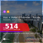 <b>PASSAGEM + HOTEL 4 ESTRELAS</b> para o <b>RECIFE</b>, com datas para viajar até AGOSTO 2021! A partir de R$ 514, por pessoa, quarto duplo, c/ taxas!