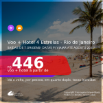 <b>PASSAGEM + HOTEL 4 ESTRELAS</b> para o <b>RIO DE JANEIRO</b>, com datas para viajar até Agosto 2021! A partir de R$ 446, por pessoa, quarto duplo, c/ taxas!