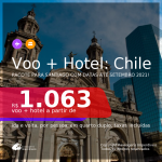 <b>PASSAGEM + HOTEL</b> para o <b>CHILE: Santiago</b>, com datas para viajar em 2021, de Janeiro até Setembro! A partir de R$ 1.063, por pessoa, quarto duplo, c/ taxas!