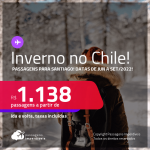 Destino aberto para brasileiros! <strong>Inverno no Chile!</strong> Passagens para <strong>Santiago</strong>, com datas para viajar de <strong>Junho até Setembro/2022</strong>! A partir de R$ 1.138, ida e volta, c/ taxas!