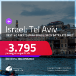 Destino aberto para brasileiros! Passagens para <strong>ISRAEL: Tel Aviv</strong>! A partir de R$ 3.795, ida e volta, c/ taxas! Datas até 2022!