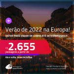 <strong>VERÃO NA EUROPA! </strong>Seleção de Passagens para a <strong>ALEMANHA, ESPANHA, ITÁLIA ou PORTUGAL</strong>! A partir de R$ 2.655, ida e volta, c/ taxas!