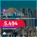 Passagens para o <strong>JAPÃO: Tokio! </strong>A partir de R$ 5.494, ida e volta, c/ taxas! Datas para viajar até Junho/24! Opções com BAGAGEM INCLUÍDA!