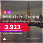 MUITO BOM!!! Eurotrip! Chegue por <strong>LONDRES</strong>, e vá embora por <strong>PARIS </strong>ou <strong>SUÍÇA</strong>, ou vice-versa! A partir de R$ 3.923, todos os trechos, c/ taxas! Em até 6x SEM JUROS!