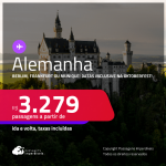 Passagens para a <strong>ALEMANHA: Berlim, Frankfurt ou Munique</strong>! Datas inclusive na Oktoberfest! A partir de R$ 3.279, ida e volta, c/ taxas! Em até 10x SEM JUROS!