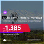 MUITO BOM!!! APROVEITE! Passagens para a <strong>ARGENTINA: Mendoza</strong>! A partir de R$ 1.385, ida e volta, c/ taxas!