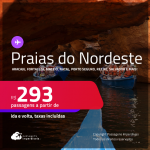 Passagens para as <strong>PRAIAS DO NORDESTE: Aracaju, Fortaleza, Ilhéus, João Pessoa, Maceió, Natal, Porto Seguro, Recife, Salvador ou São Luís</strong>! Valores a partir de R$ 293, ida e volta!