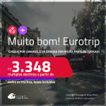 MUITO BOM!!! EuroTrip! Chegue por <strong>LONDRES,</strong> e vá embora por<strong> MILÃO, PARIS ou ZURIQUE</strong>, ou vice-versa! A partir de R$ 3.348, todos os trechos, c/ taxas! Em até 6x SEM JUROS!