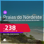 Passagens para as <strong>PRAIAS DO NORDESTE: Aracaju, Fortaleza, Maceió, Natal, Porto Seguro, Recife, Salvador, São Luís e mais</strong>! Valores a partir de R$ 238, ida e volta!