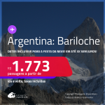 Passagens para a <strong>ARGENTINA: Bariloche</strong>! A partir de R$ 1.773, ida e volta, c/ taxas! Em até 3x SEM JUROS! Datas inclusive para a Festa da Neve!