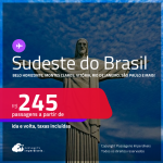 Passagens para o <strong>SUDESTE DO BRASIL: Belo Horizonte, Campinas, Montes Claros, Vitória, Rio de Janeiro, São Paulo e mais</strong>! Valores a partir de R$ 245, ida e volta!