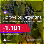 Aproveite! Passagens para a <strong>ARGENTINA: Bariloche, Buenos Aires ou Mendoza</strong>! A partir de R$ 1.101, ida e volta, c/ taxas! Opções de VOO DIRETO! Datas inclusive no Inverno!