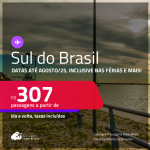 Passagens para o <strong>SUL DO BRASIL: Curitiba, Florianópolis, Foz do Iguaçu, Joinville, Londrina, Navegantes ou Porto Alegre</strong>! Valores a partir de R$ 307, ida e volta!