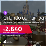 Programe sua viagem para a Disney! Passagens para <strong>ORLANDO ou TAMPA</strong>! A partir de R$ 2.640, ida e volta, c/ taxas! Em até 6x SEM JUROS! Datas inclusive nas Férias de Janeiro/25!