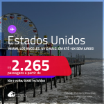 Passagens para os <strong>ESTADOS UNIDOS: Boston, Chicago, Fort Lauderdale, Las Vegas, Los Angeles, Miami, Nova York, Orlando ou Tampa</strong>! A partir de R$ 2.265, ida e volta, c/ taxas! Em até 10x SEM JUROS!