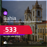 Passagens para a <strong>BAHIA: Barreiras, Ilhéus, Porto Seguro, Salvador ou Vitória da Conquista!</strong> Valores a partir de R$ 533, ida e volta!