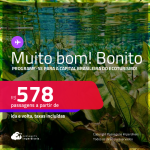 MUITO BOM!!! Programe-se para a capital brasileira do ecoturismo! Passagens para <strong>BONITO</strong>! A partir de R$ 578, ida e volta, c/ taxas! Em até 6x SEM JUROS!